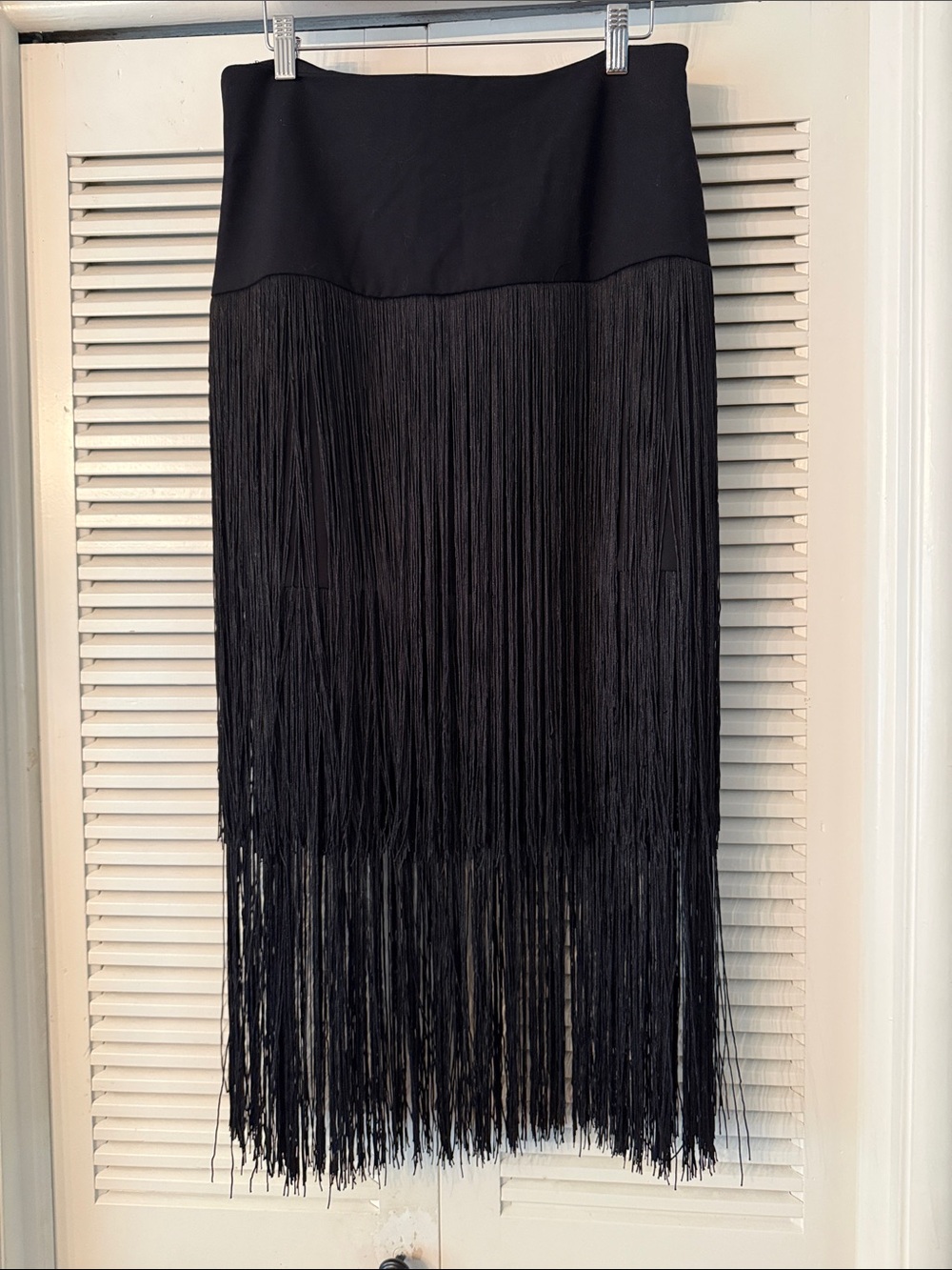 The Devil Wears Prada Scoop Black Fringe Midi Skirt